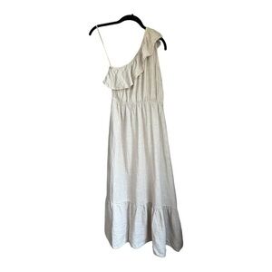 Valentina Naldi 100% Linen One Shoulder Tiered Maxi Dress Size Medium